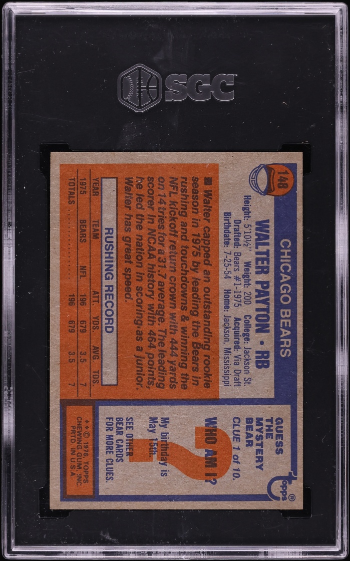 1976 Topps Football Walter Payton ROOKIE #148 SGC AUTH