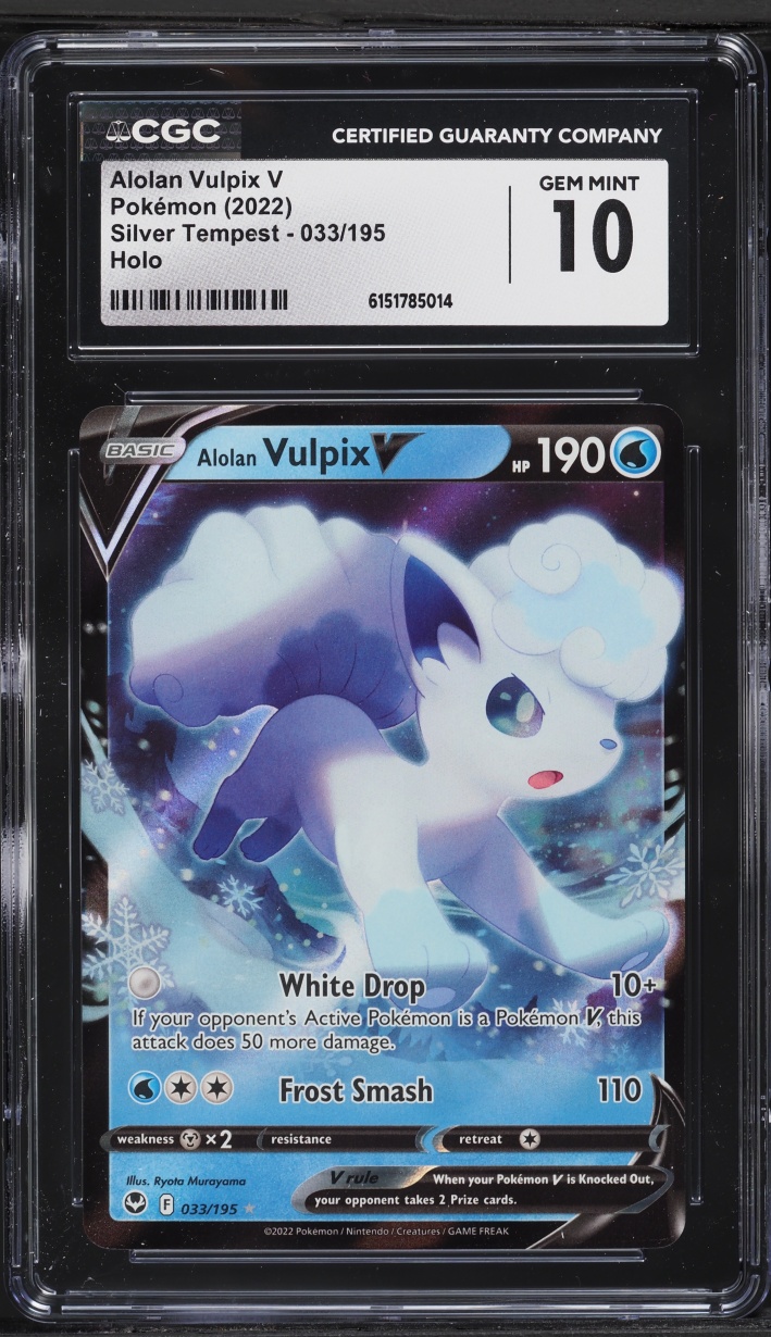 2022 Pokemon Sword & Shield Silver Tempest Alolan Vulpix V #33 CGC 10 GEM MINT