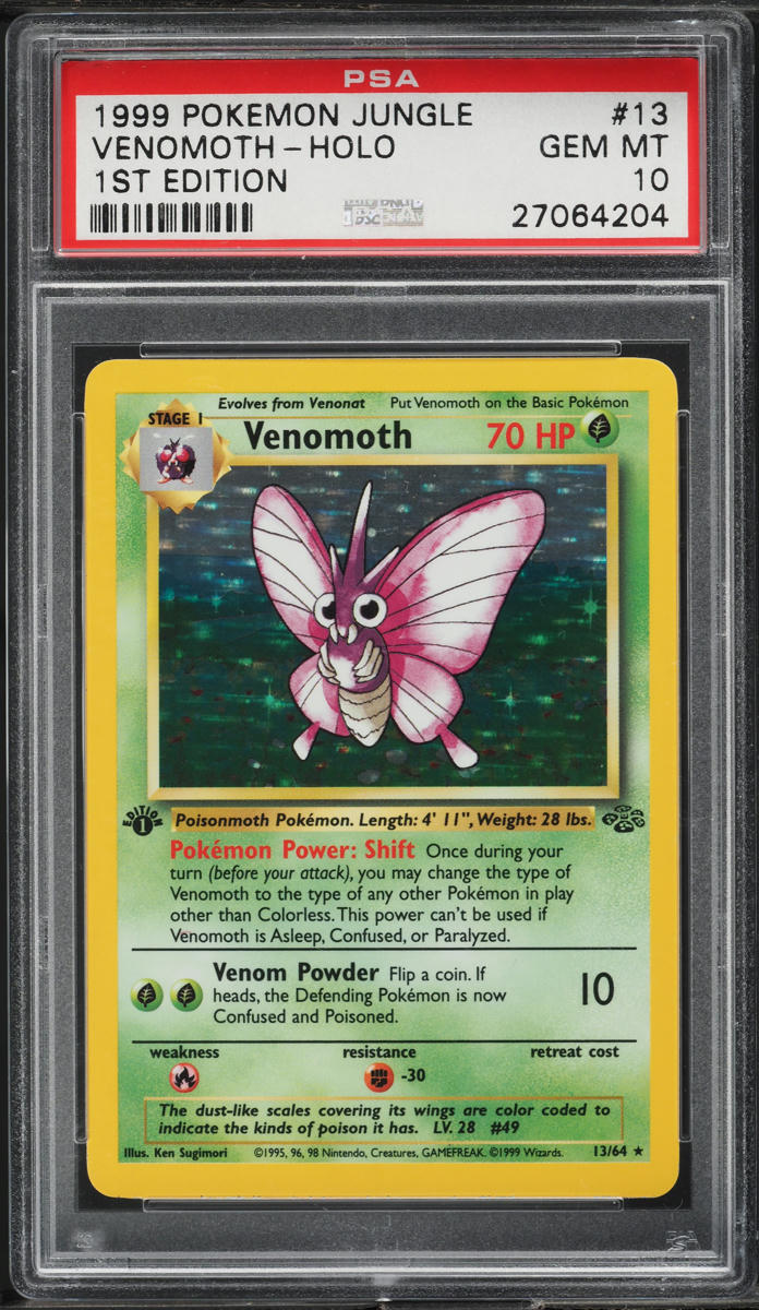 1999 Pokemon Jungle 1st Edition Holo Venomoth #13 PSA 10 GEM MINT