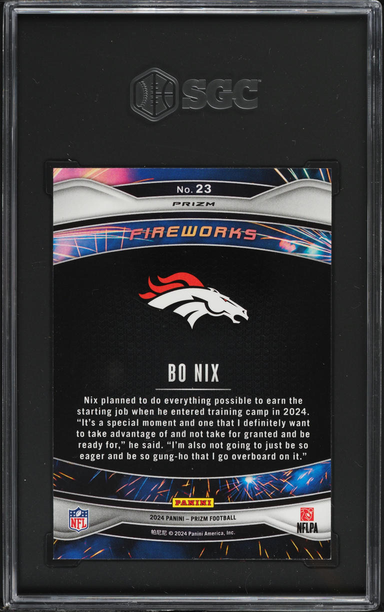 2024 Panini Prizm Fireworks Green Bo Nix ROOKIE #23 SGC 9 MINT