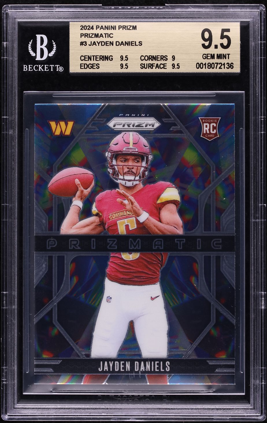 2024 Panini Prizm Prizmatic Jayden Daniels ROOKIE #3 BGS 9.5 GEM MINT