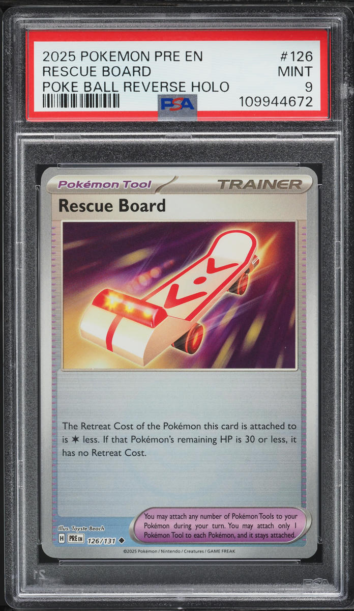 2025 Pokemon SV Prismatic Evolutions Poke Ball Holo Rescue Board #126 PSA 9 MINT