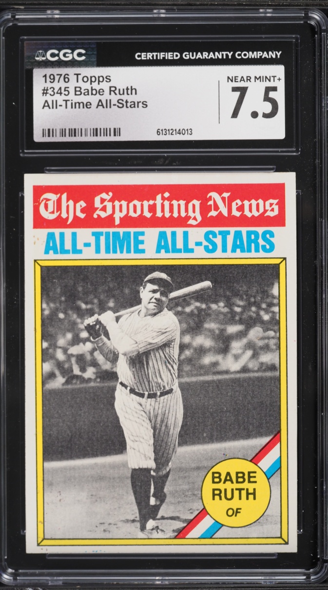1976 Topps Babe Ruth ALL-TIME ALL-STARS #345 CGC 7.5 NRMT+