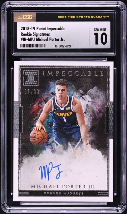 2019 Panini Prizm Choice Nebula Michael Porter Jr. 1/1 #88 PSA 10