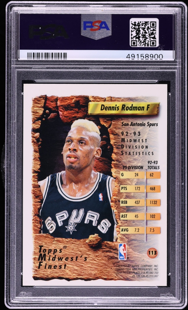 1993 Finest Refractor Dennis Rodman #113 PSA 9 MINT