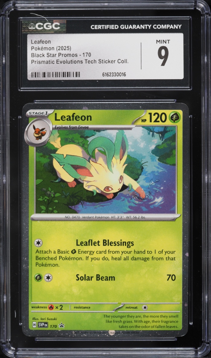 2025 Pokemon Scarlet & Violet Promo Prismatic Evolutions Tech Sticker Leafeon #170 CGC 9 MINT