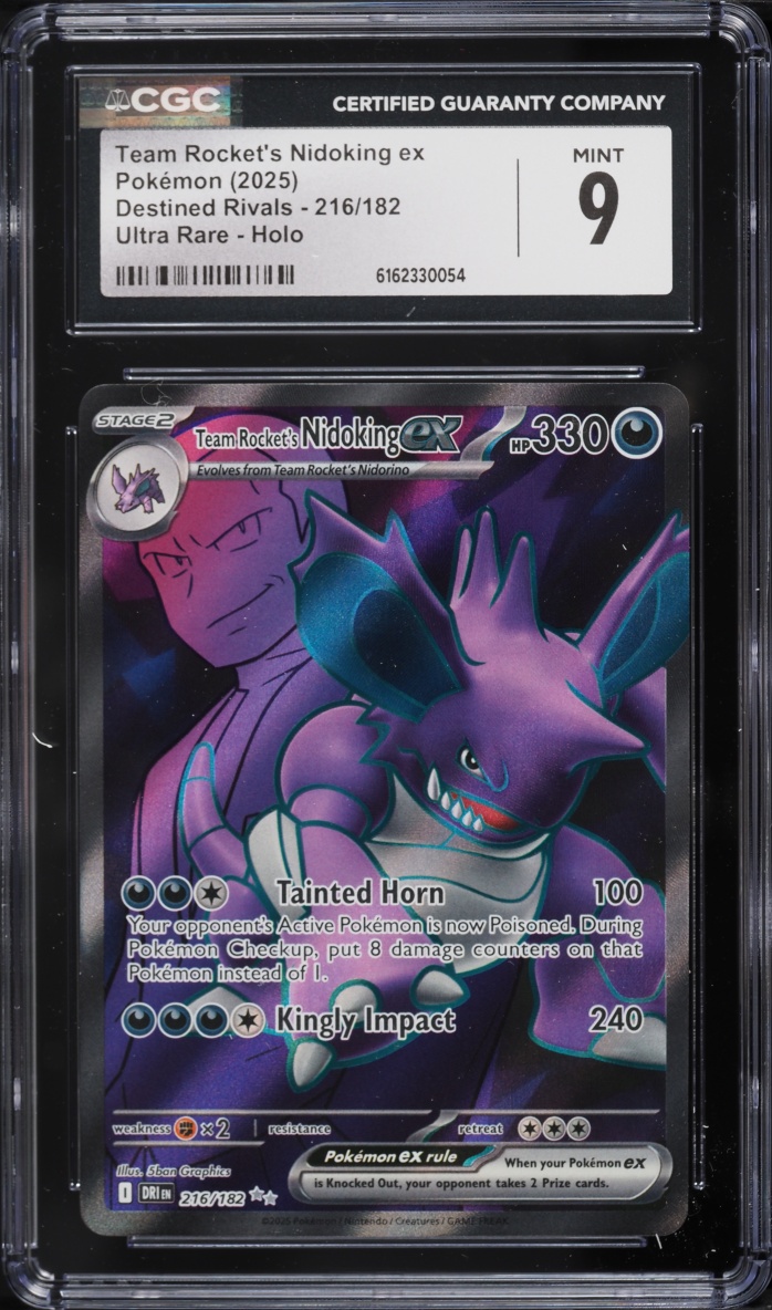 2025 Pokemon Scarlet & Violet Destined Rivals Full Art Team Rocket's Nidoking Ex #216 CGC 9