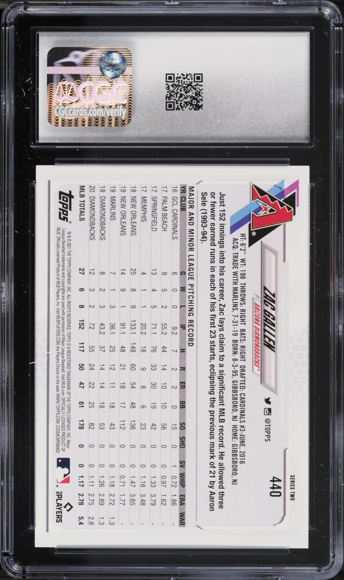2021 Topps Zac Gallen #440 CGC 10 GEM MINT