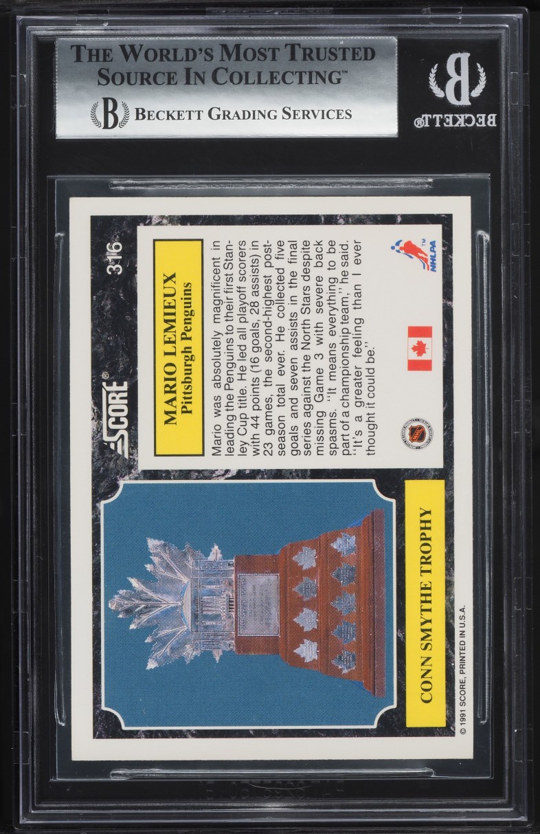 1991 Score Canadian English Mario Lemieux CONN SMYTH #316 BGS 8.5 NM-MT+