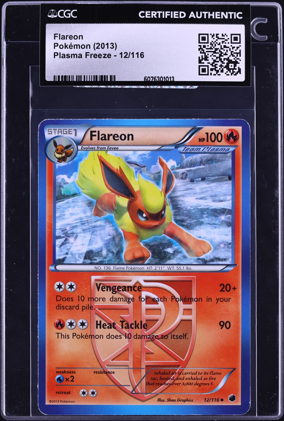 2013 Pokemon Black & White Plasma Freeze Flareon #12 CGC AUTH