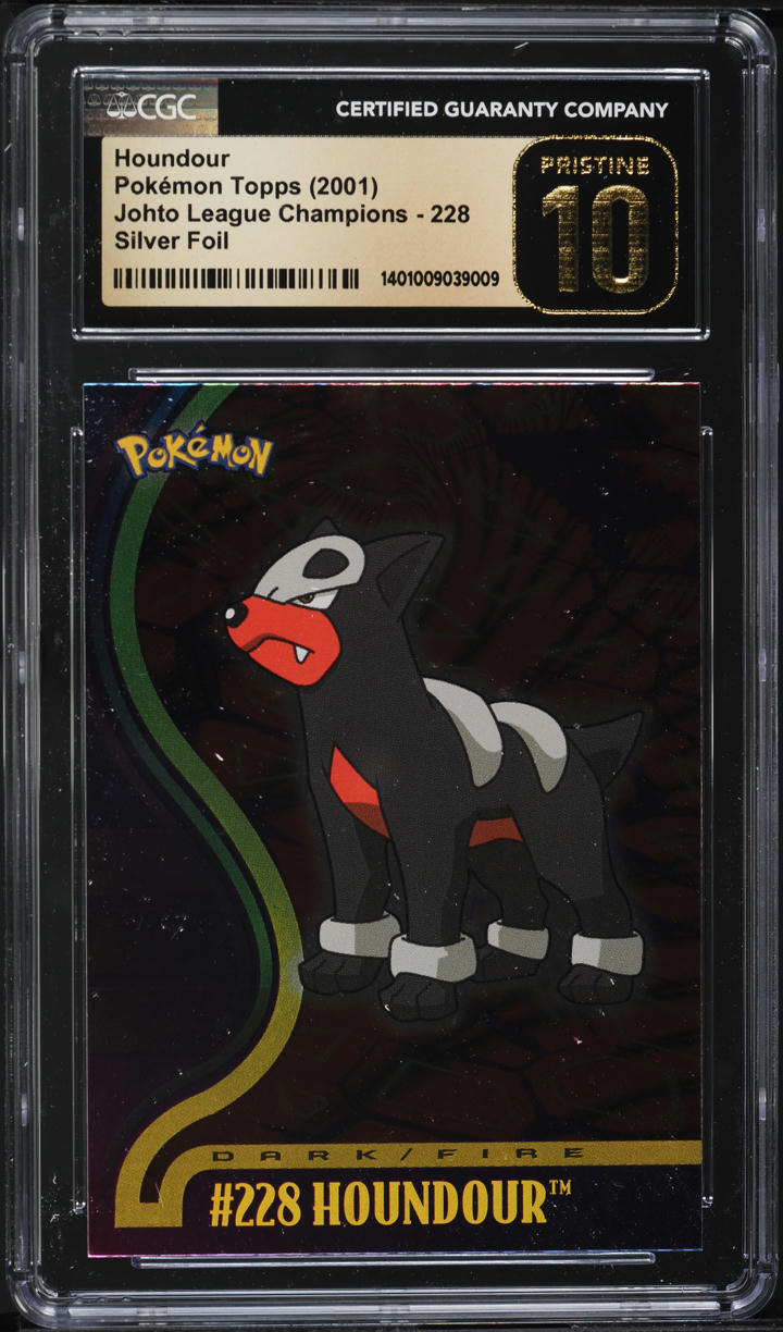 2001 Topps Pokemon Johto League Champions Silver Foil Houndour CGC 10 PRISTINE