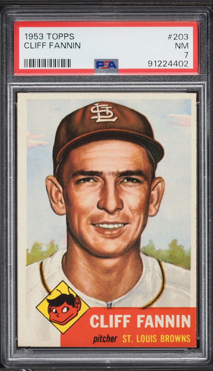 1953 Topps Cliff Fannin #203 PSA 7 NRMT