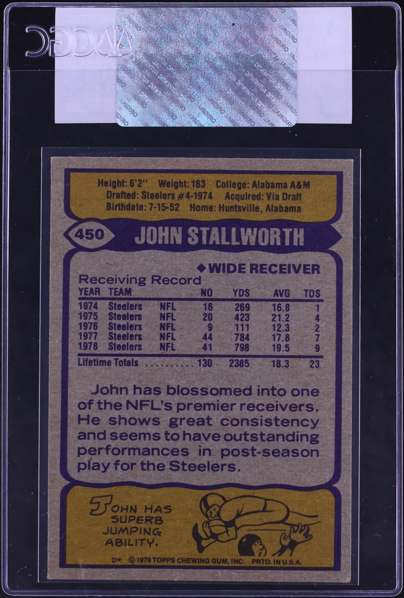 1979 Topps Football John Stallworth #450 CGC AUTH
