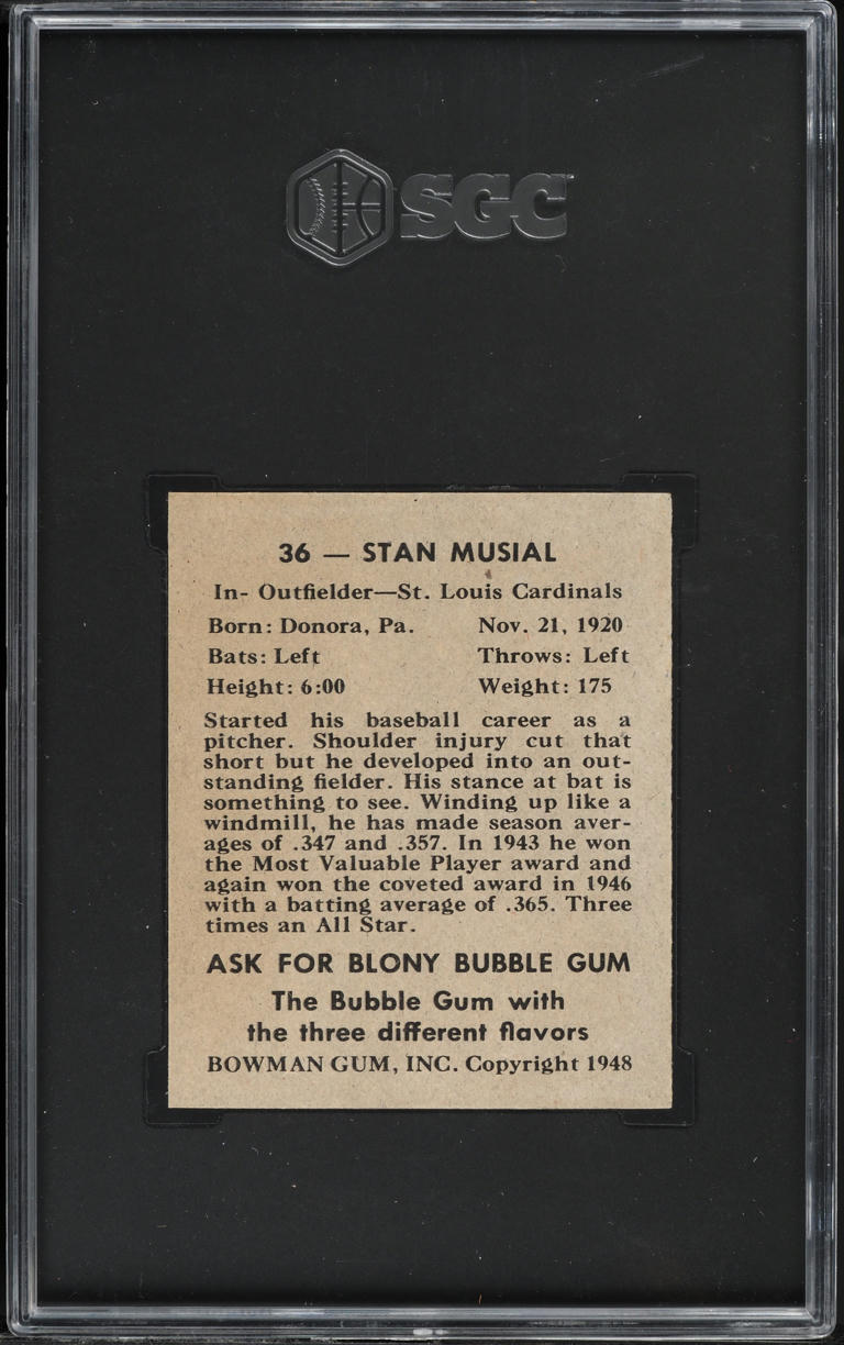 1948 Bowman Stan Musial ROOKIE #36 SGC 8.5 NM-MT+