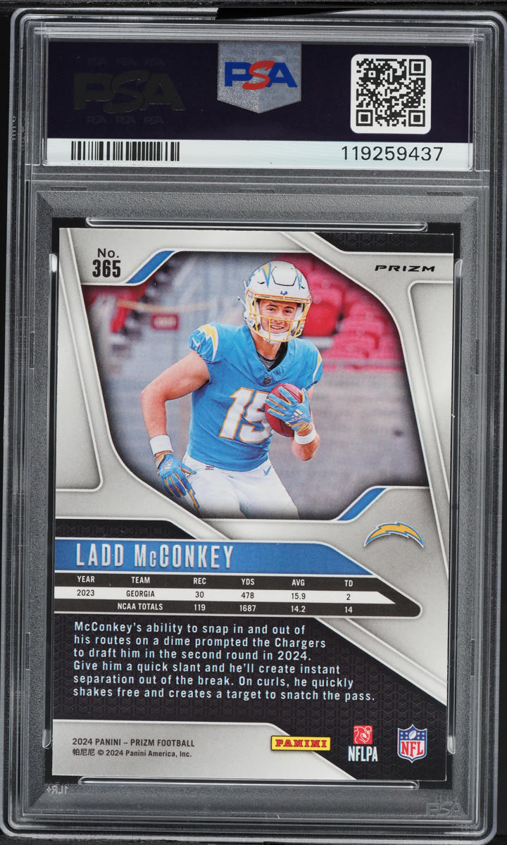 2024 Panini Prizm Neon Green Pulsar Ladd McConkey ROOKIE #365 PSA 10 GEM MINT