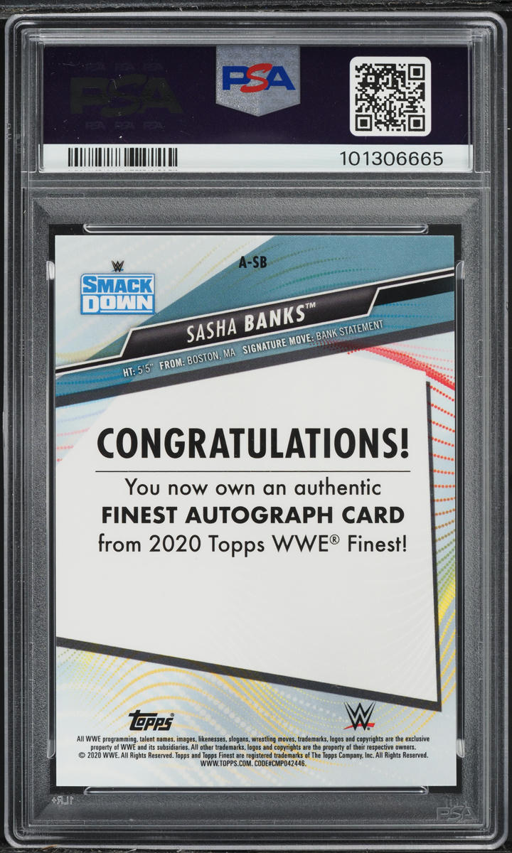 2020 Finest WWE Sasha Banks AUTO #A-SB PSA 10 GEM MINT