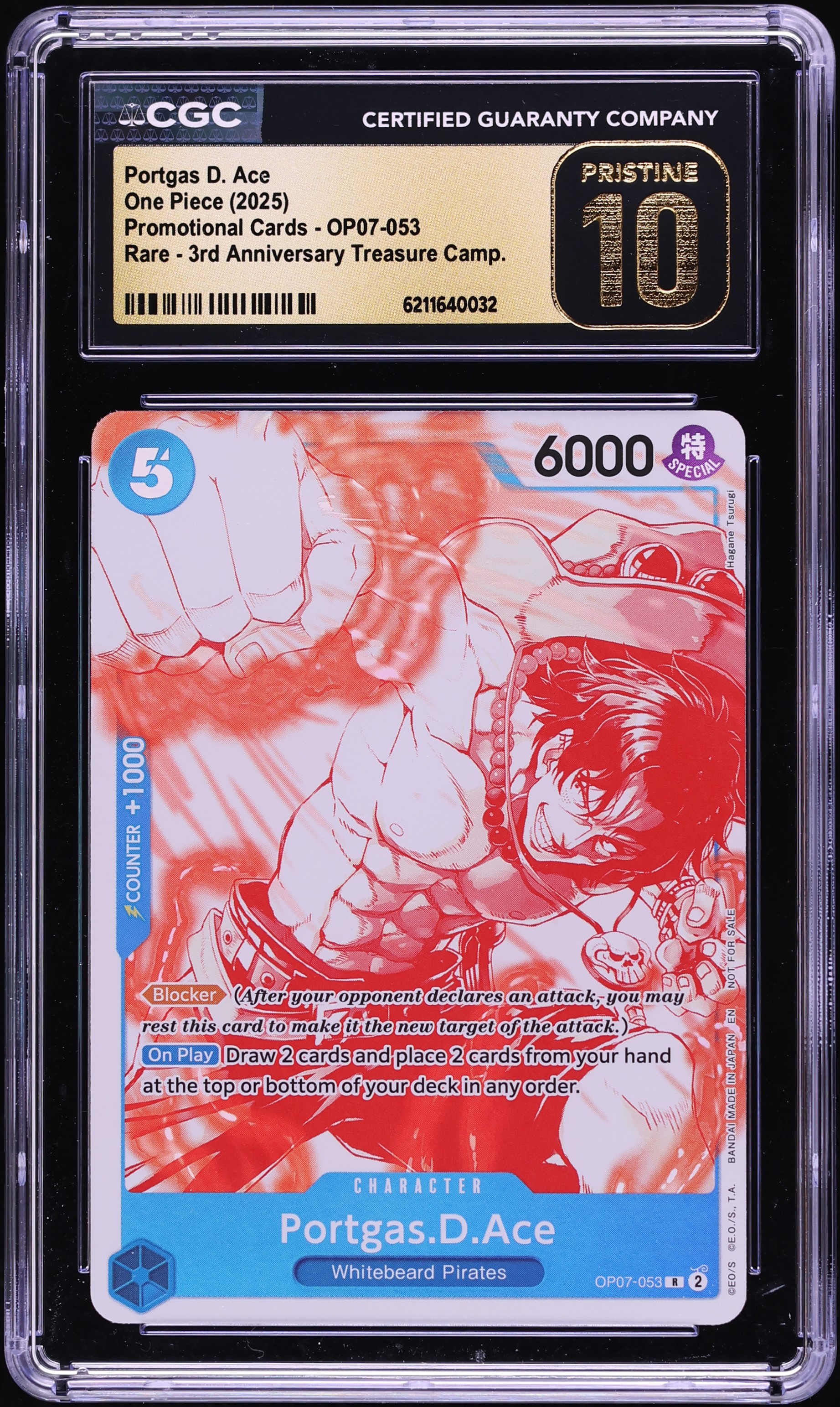 2025 One Piece Promo 3rd Anniversary Treasure Portgas D. Ace #OP07-053 CGC 10 PRISTINE