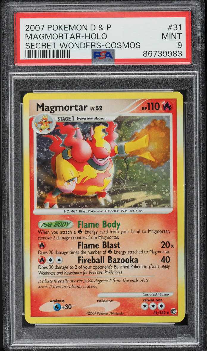 2007 Pokemon Diamond & Pearl Secret Wonders Cosmos Holo Magmortar #31 PSA 9 MINT