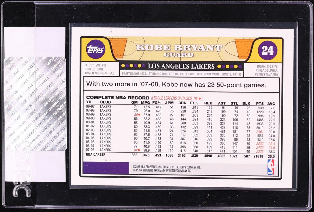 2007 Topps Basketball Kobe Bryant w/LeBron James #24 CGC AUTH