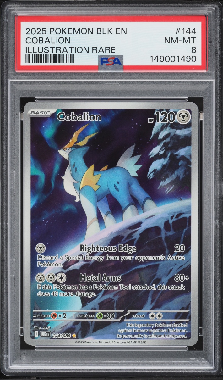 2025 Pokemon Scarlet & Violet Black Bolt IR Cobalion #144 PSA 8 NM-MT