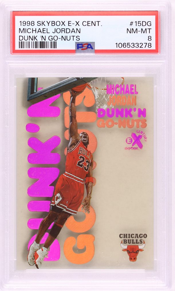 1998 Skybox E-X Century Dunk 'N Go-Nuts Michael Jordan #15DG PSA 8 NM-MT