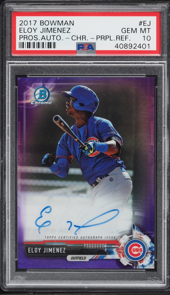 2017 Bowman Chrome Purple Refractor Eloy Jimenez PROSPECT AUTO /250 #CPA-EJ PSA 10 GEM MINT