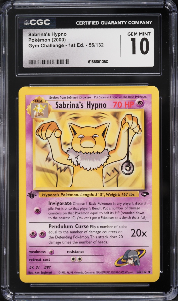 2000 Pokemon Gym Challenge 1st Edition Sabrina's Hypno #56 CGC 10 GEM MINT