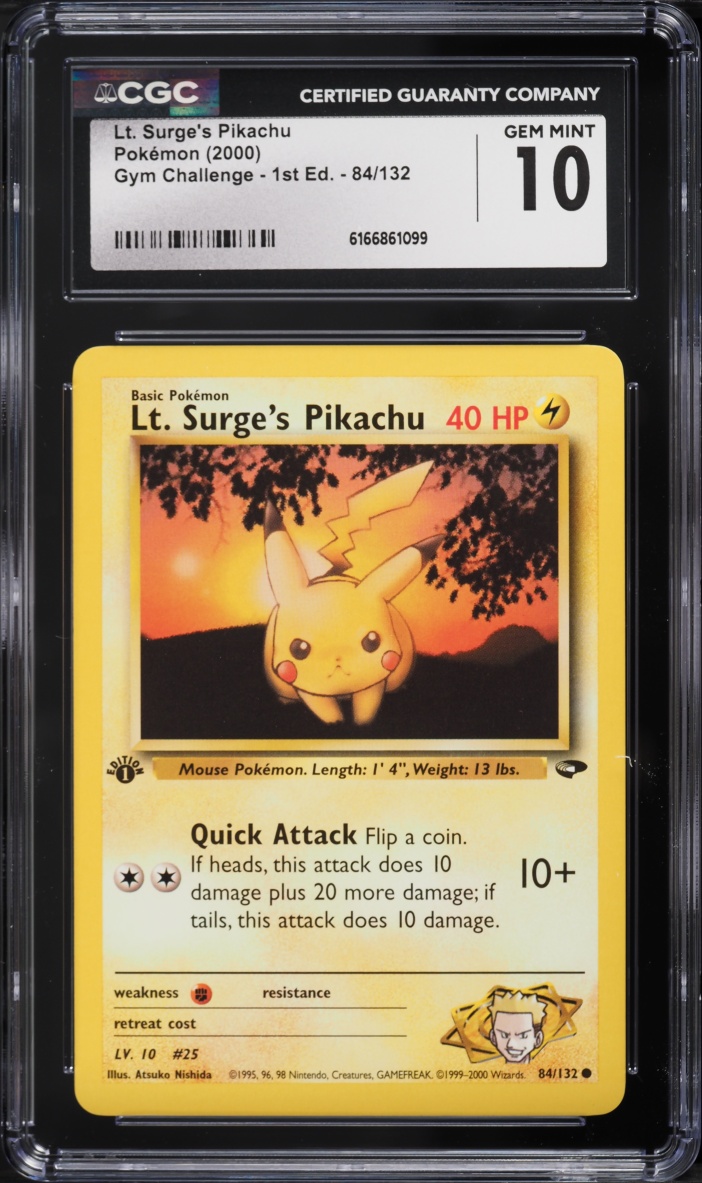 2000 Pokemon Gym Challenge 1st Edition Lt. Surge's Pikachu #84 CGC 10 GEM MINT