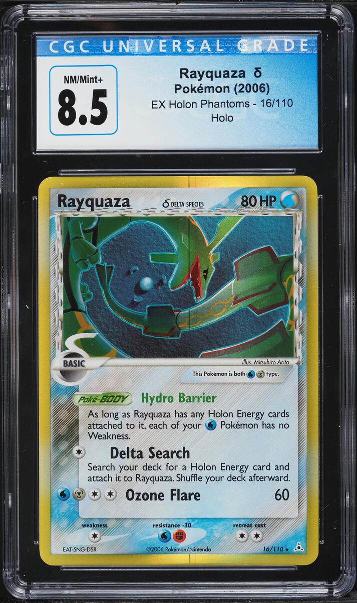 2006 Pokemon EX Holon Phantoms Holo Rayquaza #16 CGC 8.5 NM-MT+
