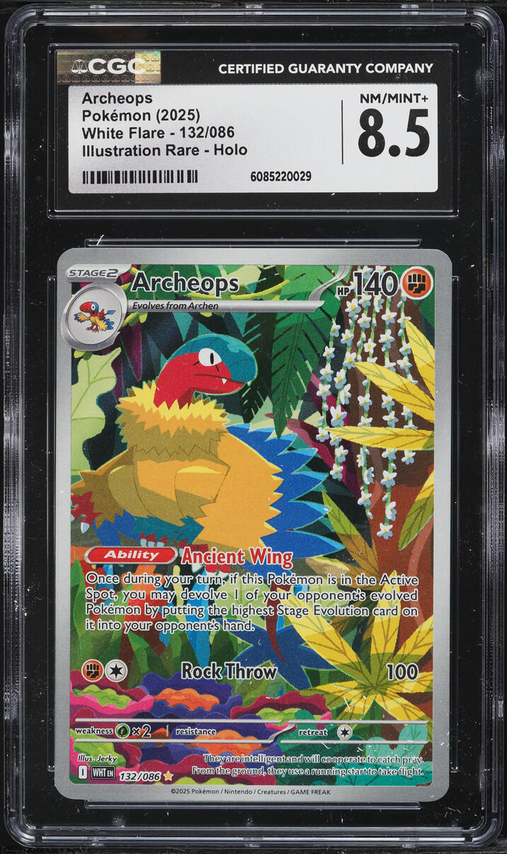 2025 Pokemon Scarlet & Violet White Flare IR Archeops #132 CGC 8.5 NM-MT+