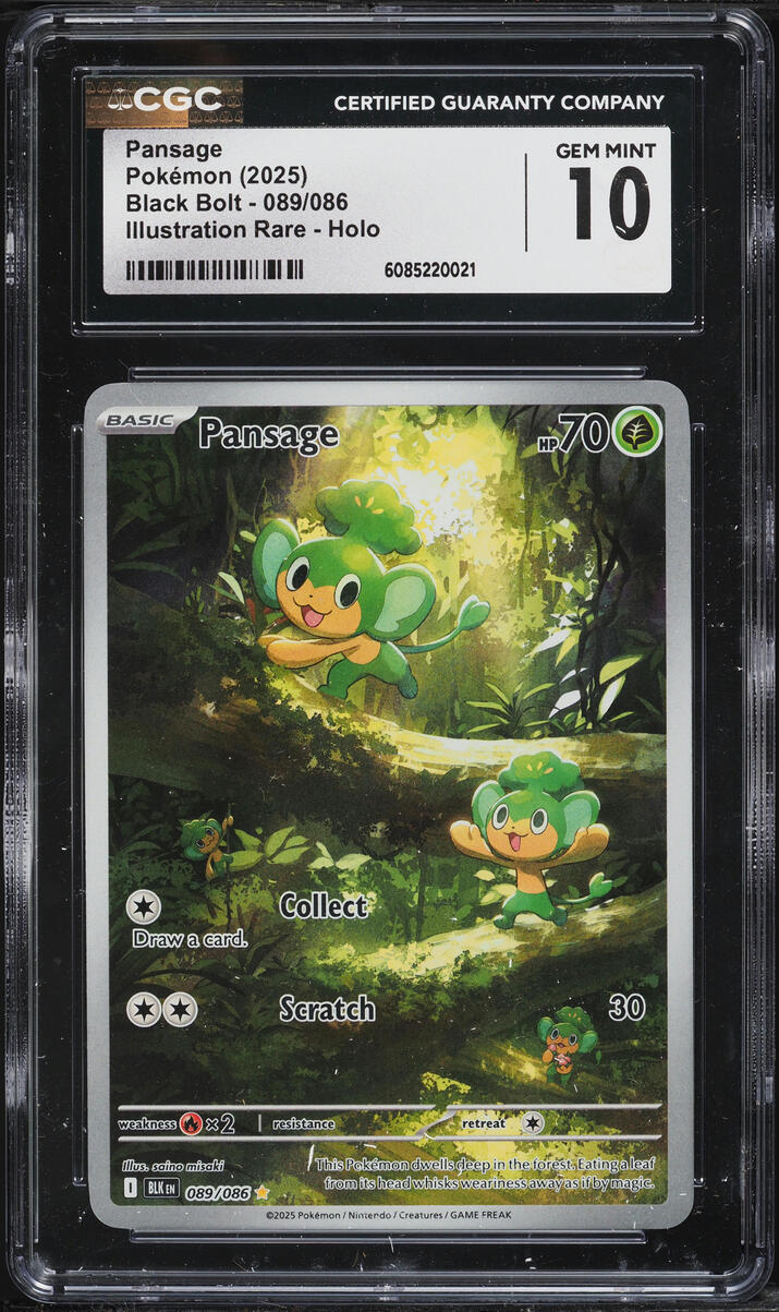 2025 Pokemon Scarlet & Violet Black Bolt IR Pansage #89 CGC 10 GEM MINT