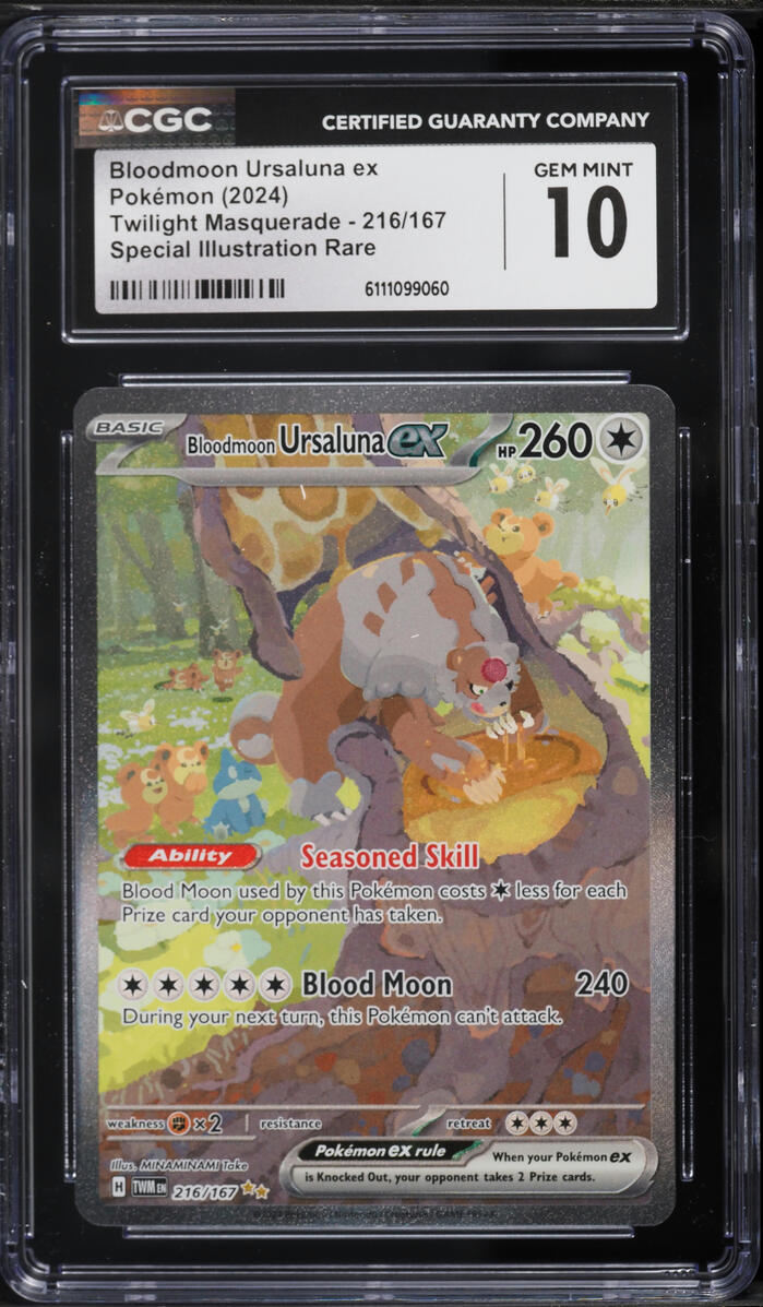 2024 Pokemon Scarlet & Violet Twilight Masquerade SIR Bloodmoon Ursaluna Ex #216 CGC 10 GEM