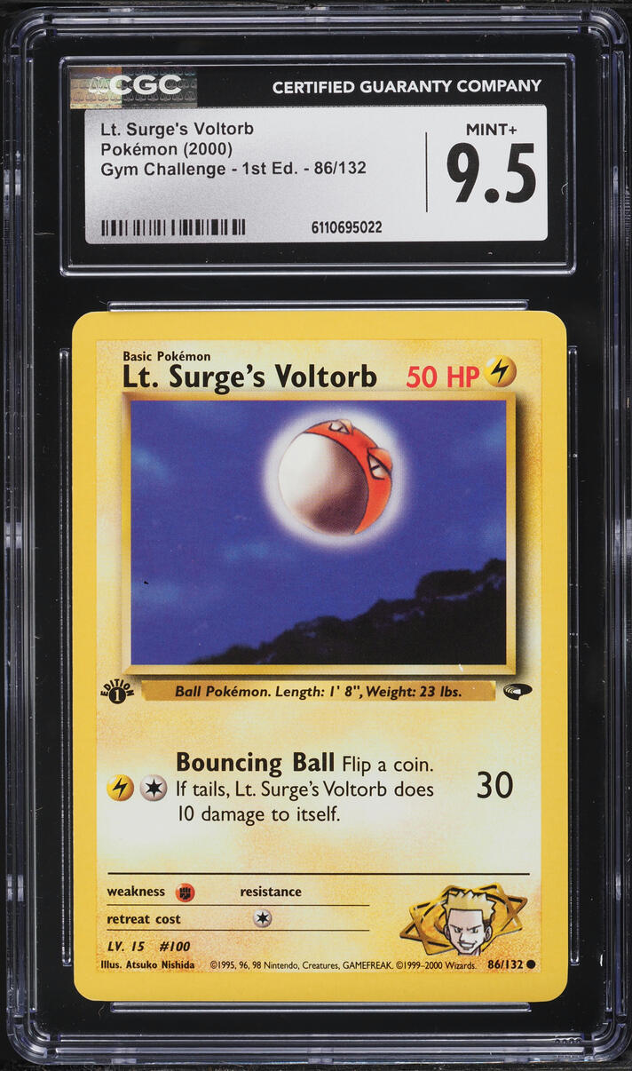 2000 Pokemon Gym Challenge 1st Edition Lt. Surge's Voltorb #86 CGC 9.5 MINT+
