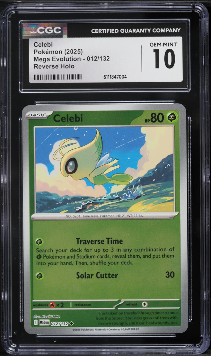 2025 Pokemon Mega Evolution Reverse Holo Celebi #12 CGC 10 GEM MINT