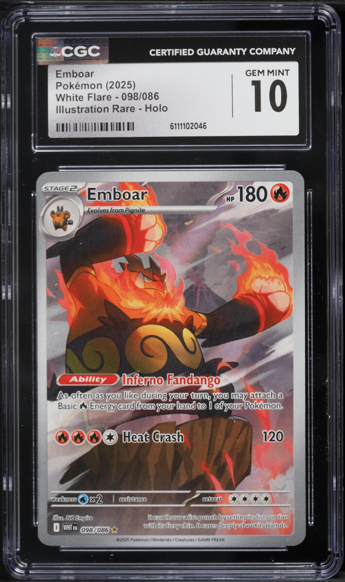 2025 Pokemon Scarlet & Violet White Flare IR Emboar #98 CGC 10 GEM MINT