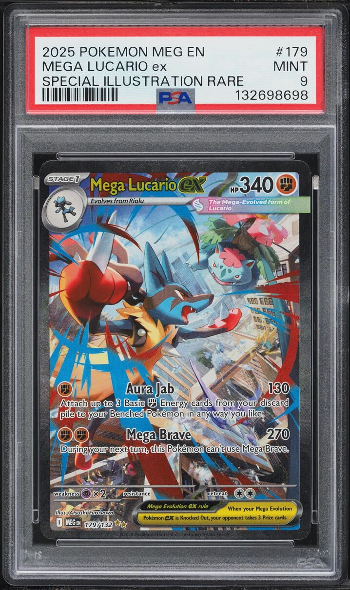 2025 Pokemon Mega Evolution SIR Mega Lucario EX #179 PSA 9 MINT