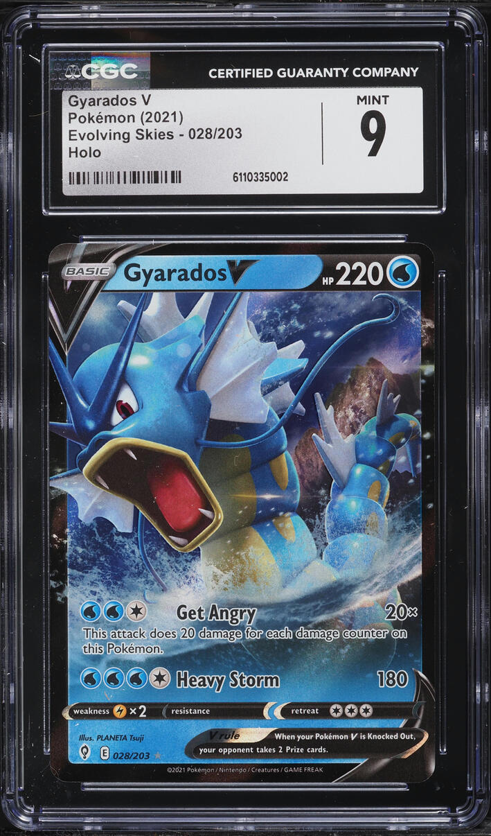2021 Pokemon Sword & Shield Evolving Skies Full Art Gyarados V #28 CGC 9 MINT