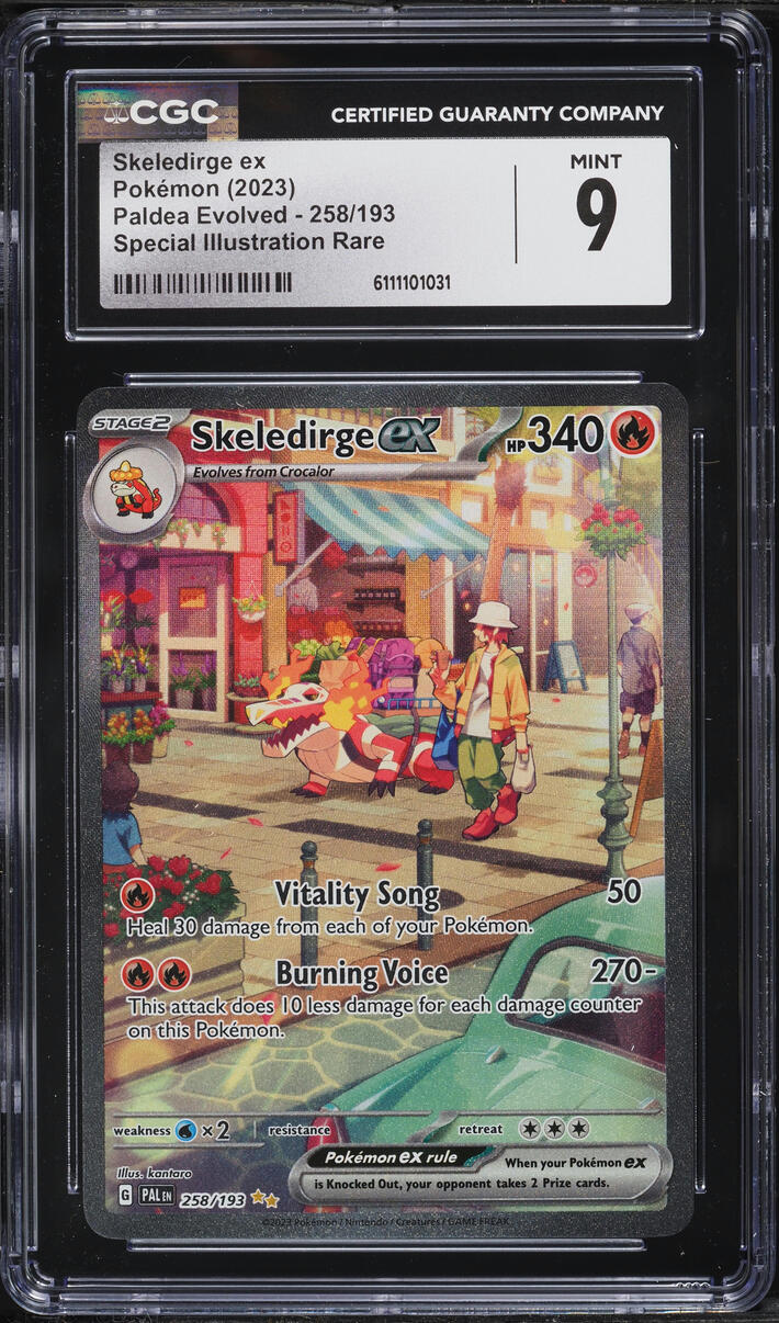 2023 Pokemon Scarlet & Violet Paldea Evolved SIR Skeledirge ex #258 CGC 9 MINT