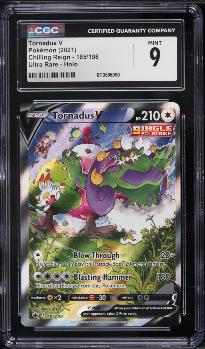2021 Pokemon Sword & Shield Chilling Reign Alt Art Tornadus V #185 CGC 9 MINT