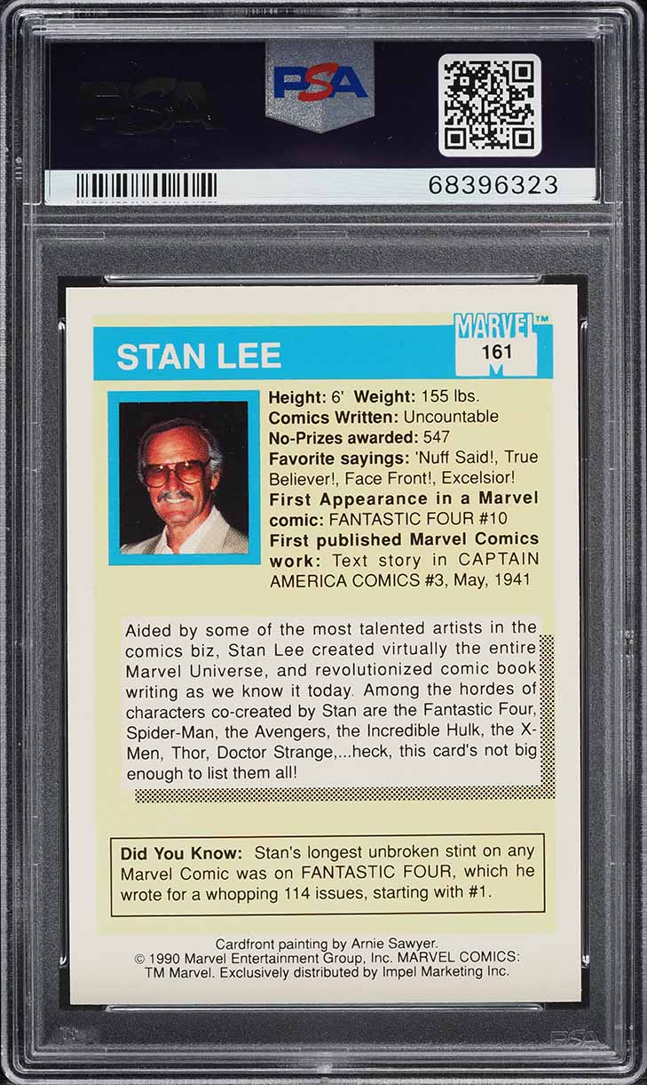 1990 Impel Marvel Universe Stan Lee #161 PSA 9 MINT