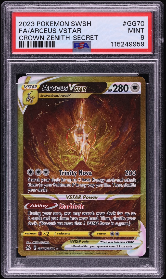 2023 Pokemon Sword & Shield Crown Zenith Gold Rare Arceus VSTAR #GG70 PSA 9 MINT