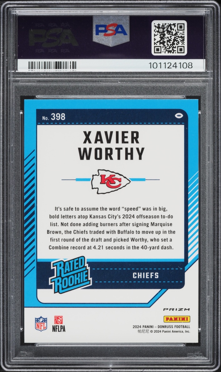 2024 Donruss Optic Preview Red Pandora Xavier Worthy ROOKIE #398 PSA 10 GEM MINT