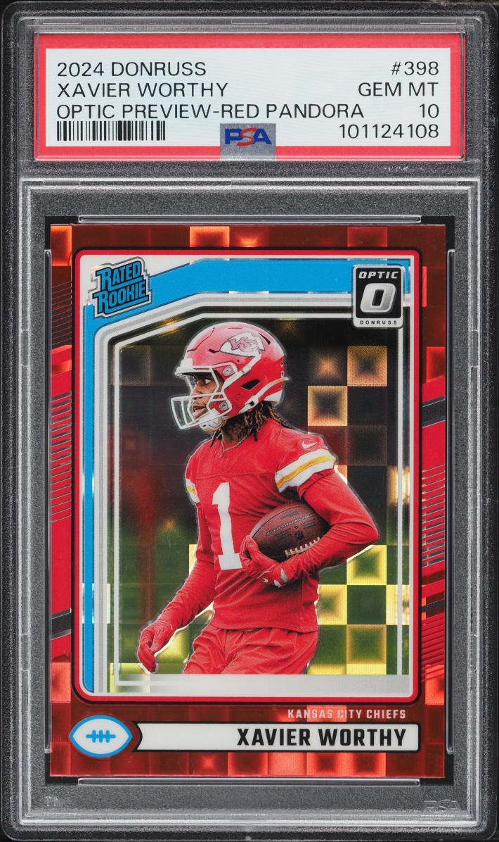 2024 Donruss Optic Preview Red Pandora Xavier Worthy ROOKIE #398 PSA 10 GEM MINT