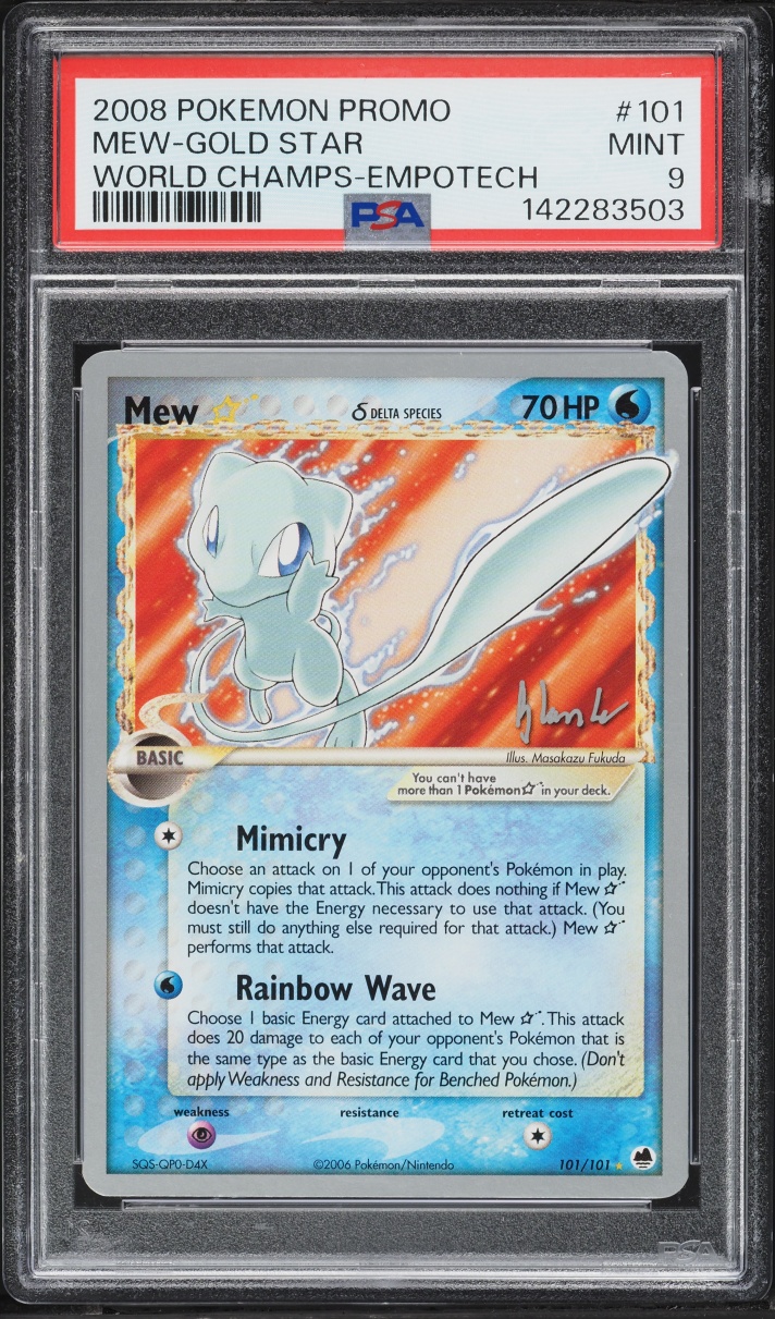 2008 Pokemon Promo World Championships Empotech Mew Gold Star #101 PSA 9 MINT