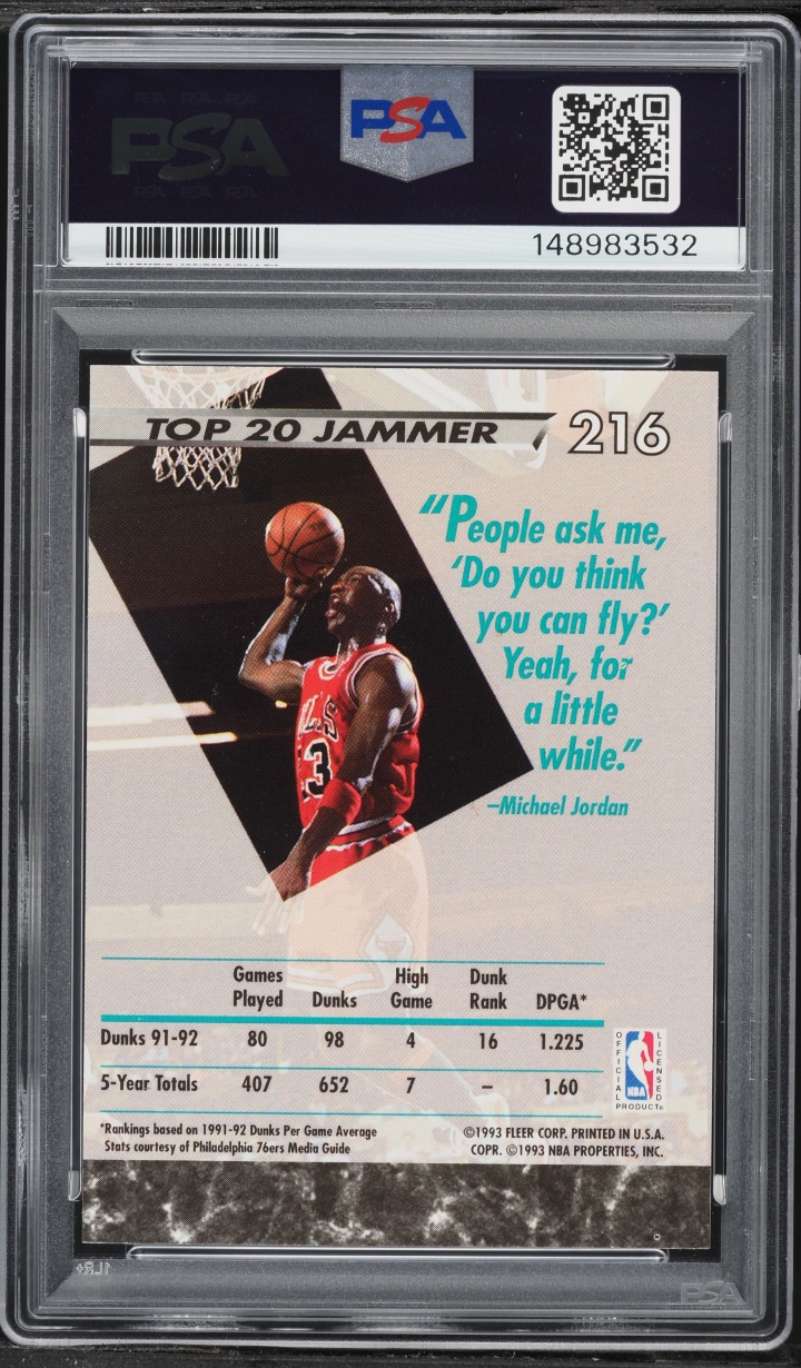 1992 Ultra Basketball Michael Jordan #216 PSA 7 NRMT