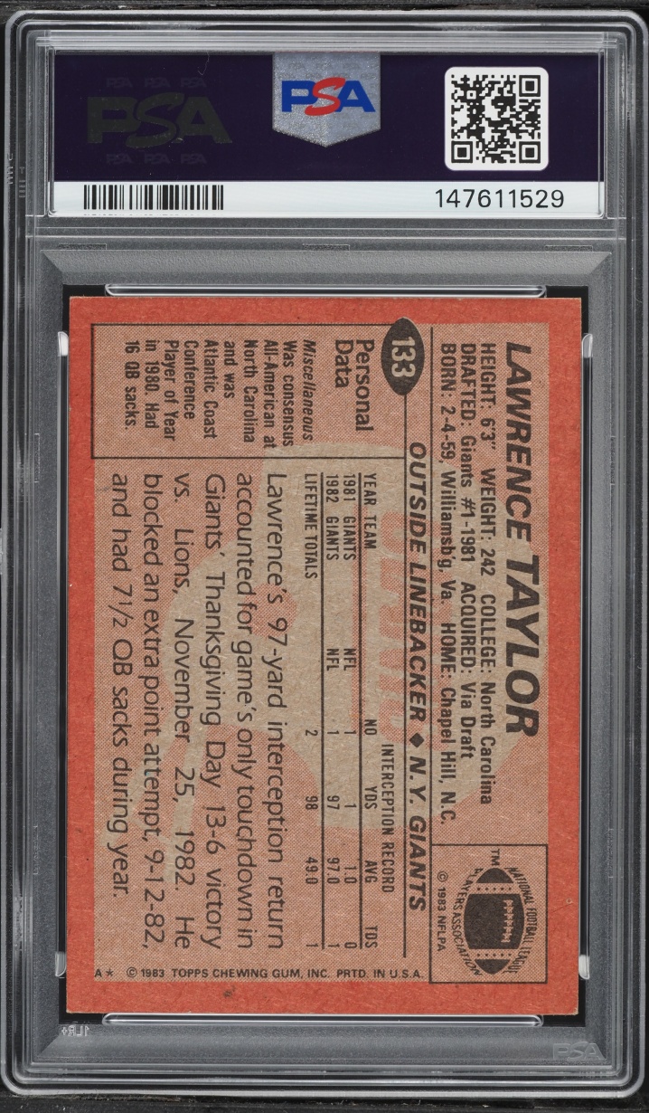 1983 Topps Football Lawrence Taylor #133 PSA 6 EXMT