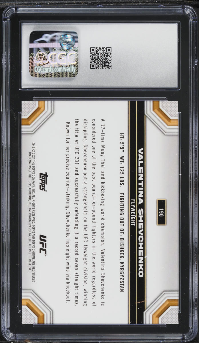 2024 Topps Chrome UFC Magenta Refractor Valentina Shevchenko #190 CGC 10 GEM