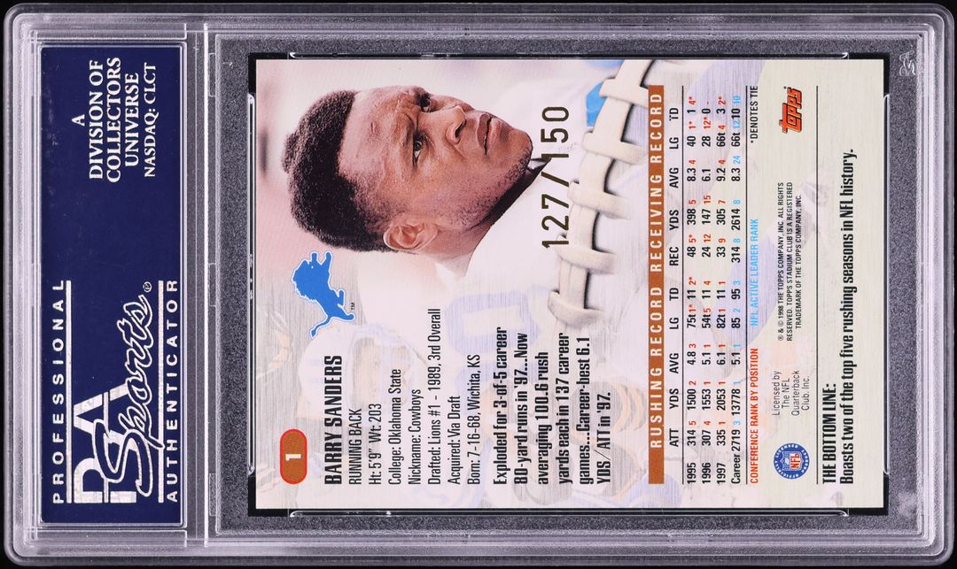 1998 Stadium Club One Of A Kind Barry Sanders /150 #1 PSA 9 MINT