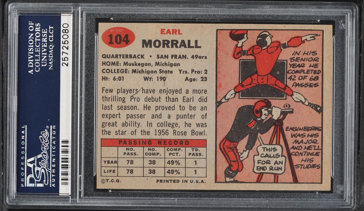 1957 Topps Football Earl Morrall ROOKIE #104 PSA 6 EXMT