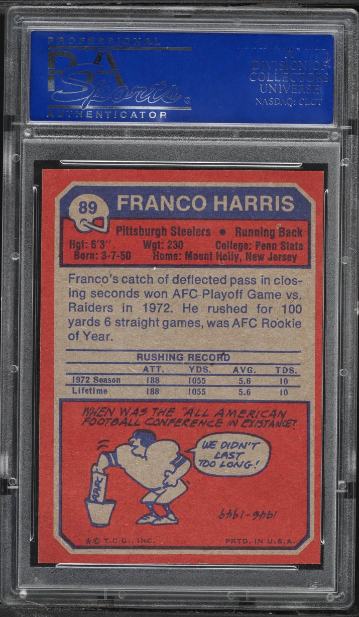 1973 Topps Franco Harris ROOKIE #89 PSA 8 NM-MT